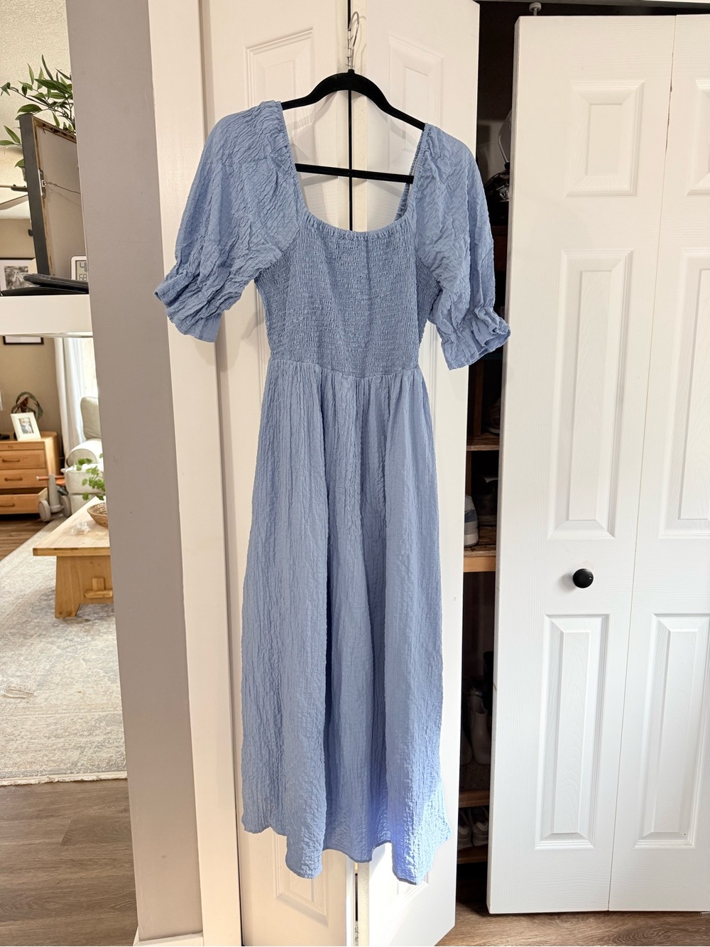 Arula Smocked  Dress in Light Blue